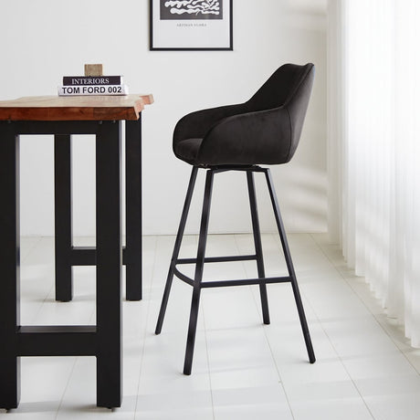 Sgabello da bar Elise Velluto Dimehouse Antracite LxPxH 95x59x57 Velluto Foto atmosferica vista laterale