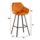 Sgabello da bar Elise Velluto Dimehouse Cognac LxWxH 95x59x57 Velvet White Indicazione dimensione foto
