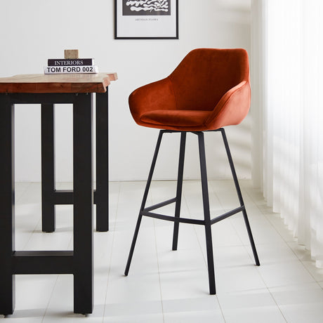 Sgabello da bar Elise Velluto Dimehouse Rust LxWxH 95x59x57 Velvet Foto atmosferica vista frontale diagonale