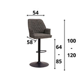 Sgabello da bar Novan in ciniglia Dimehouse Tessuto grigio scuro LxLxH 75x58x54 Tessuto Bianco con indicazione della dimensione della foto