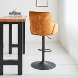Sgabello da bar Novan velluto Dimehouse Cognac LxPxH 75x58x54 Tessuto Foto atmosferica diagonale vista posteriore