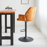 Sgabello da bar Novan velluto Dimehouse Cognac LxPxH 75x58x54 Tessuto Foto atmosferica vista laterale