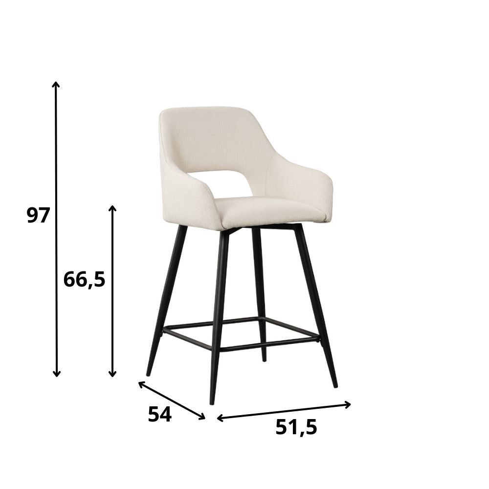 Sgabello da bar Skye Dimehouse Tessuto bianco LxPxH 81x63x54 Indicazione dimensione foto bianca