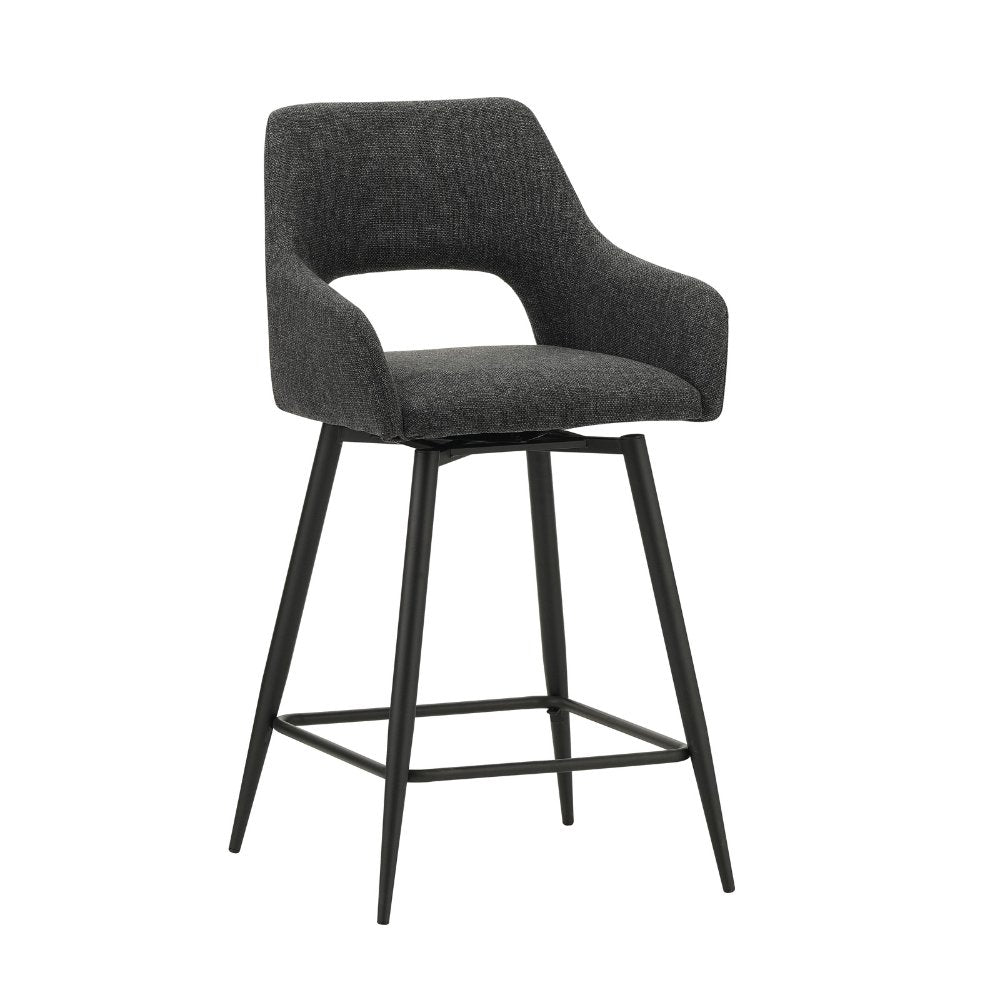 Sgabello da bar Skye Dimehouse Nero LxPxA 81x63x54 Tessuto Bianco foto diagonale vista frontale