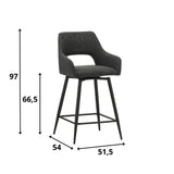 Sgabello da bar Skye Dimehouse Nero LxPxH 81x63x54 Tessuto Indicazione dimensione foto bianca