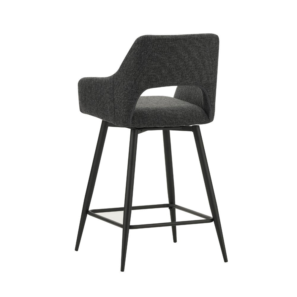 Sgabello da bar Skye Dimehouse Nero LxPxH 81x63x54 Tessuto Bianco foto diagonale vista posteriore