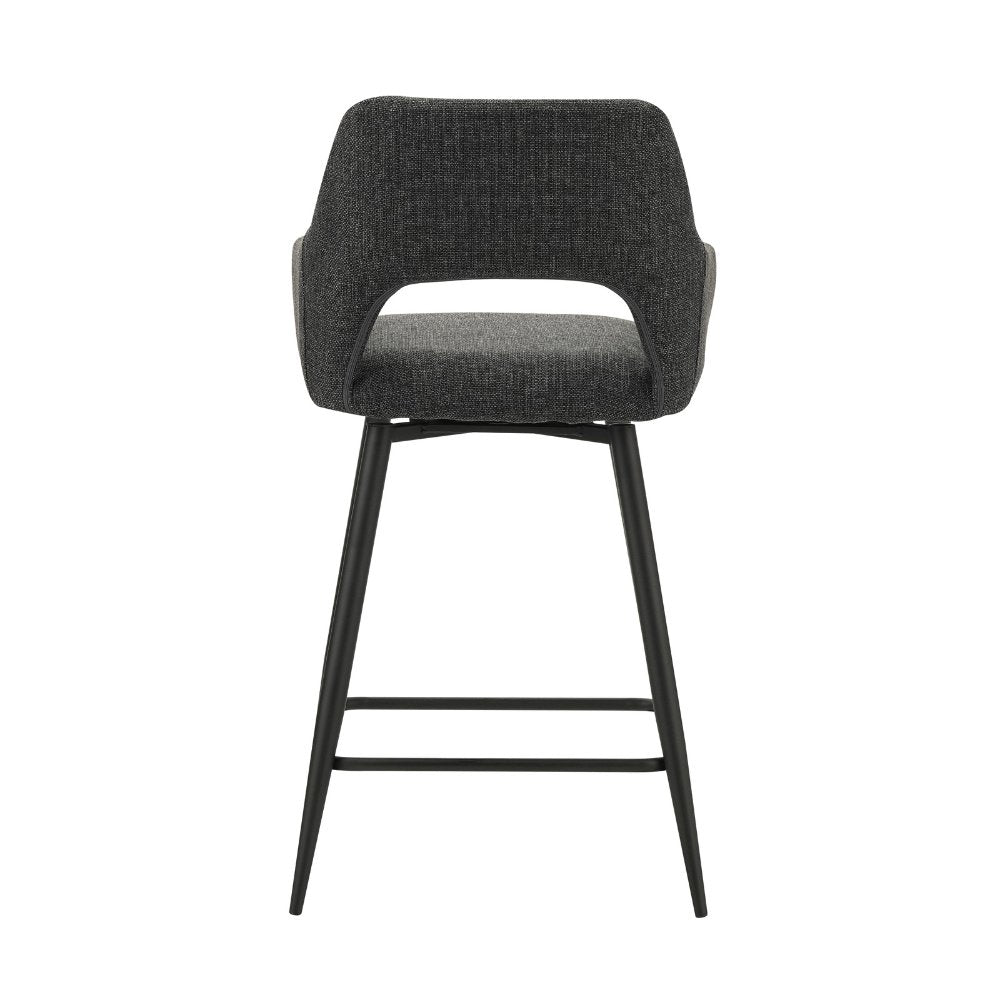 Sgabello da bar Skye Dimehouse Nero LxPxH 81x63x54 Tessuto Bianco foto diagonale vista posteriore