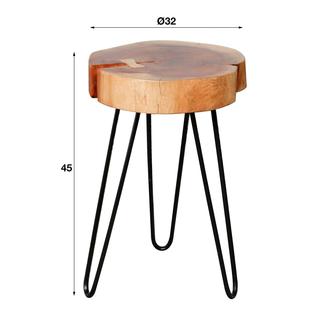 Tavolino Arbor DH Interior Acacia LxPxH 68x38x12 Legno di acacia Bianco Indicazione dimensione foto