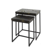 Tavolino Minette DH Interior Nero e oro LxPxA 61x51x38 Teak Bianco foto vista frontale diagonale