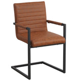 Sedia per sala da pranzo Kuba Dimehouse Cognac LxPxH 71x59x58 Ecopelle Foto bianca vista diagonale frontale