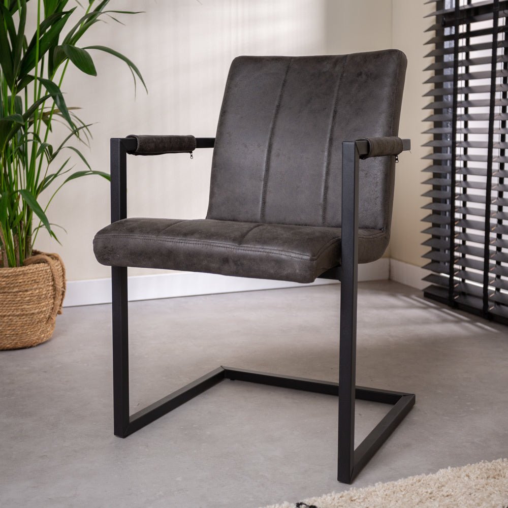 Sedia per sala da pranzo Jackson Dimehouse Antracite LxPxH 71x58x54 Tessuto Atmosferica foto diagonale vista frontale