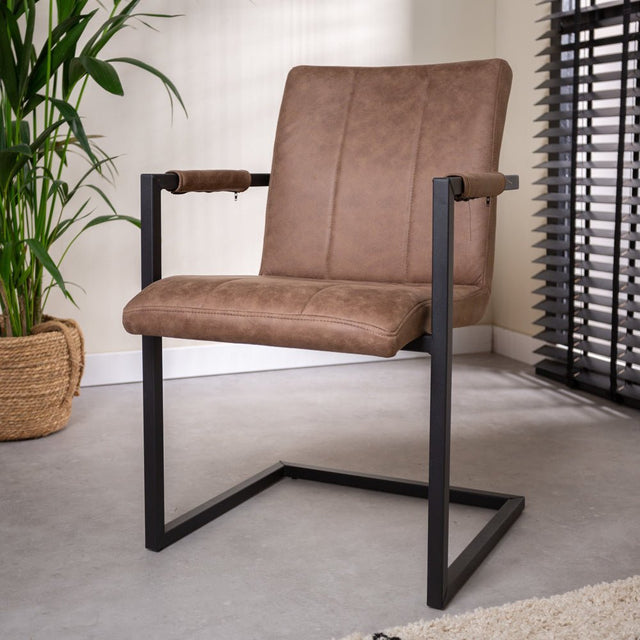 Sedia per sala da pranzo Jackson Dimehouse Taupe LxWxH 71x58x54 Tessuto Atmosferica foto diagonale vista frontale