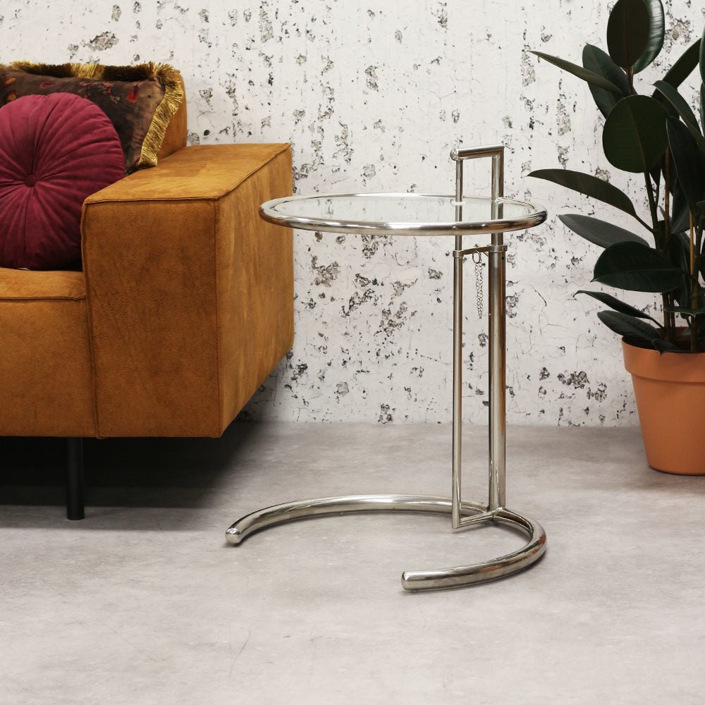 Tavolino Taffy Dimehouse Argento LxPxH 60x60x50 Vetro Foto suggestiva vista diagonale frontale