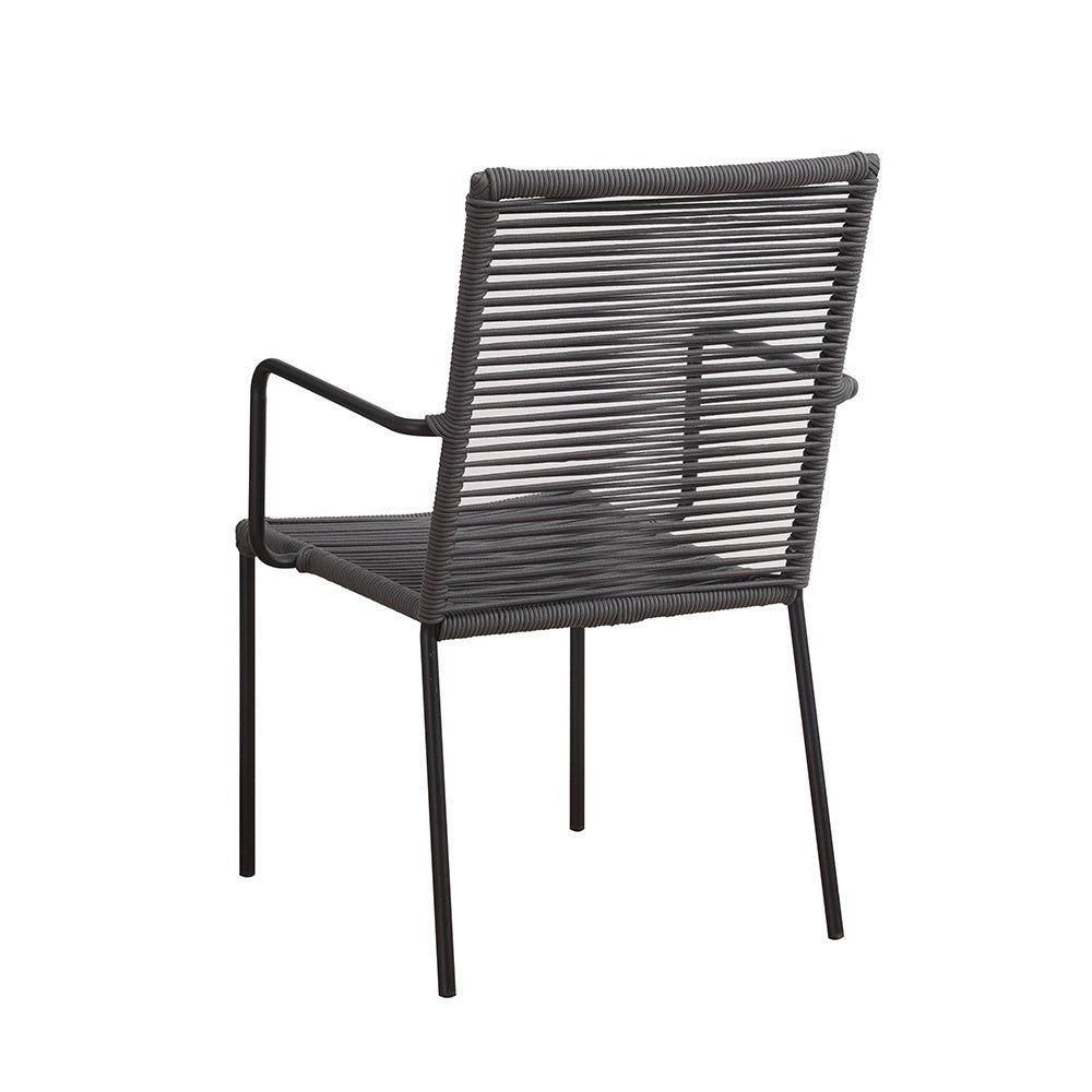 Sedia da giardino Iza Dimehouse Antracite LxPxH 93x69x60 Corda Bianca foto diagonale vista posteriore