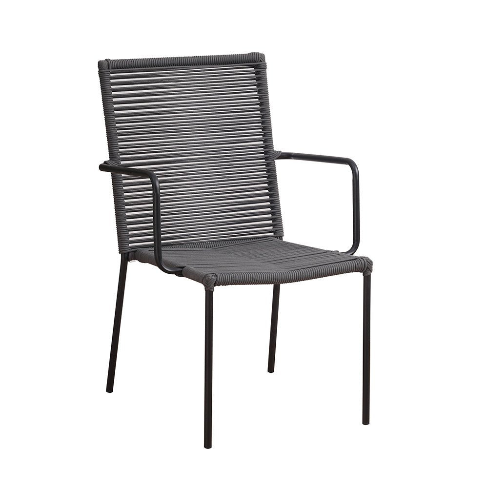 Sedia da giardino Iza Dimehouse Antracite LxPxH 93x69x60 Corda Bianco Foto diagonale vista frontale