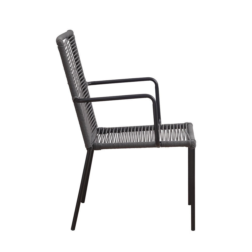 Sedia da giardino Iza Dimehouse Antracite LxPxH 93x69x60 Corda Bianca vista laterale foto