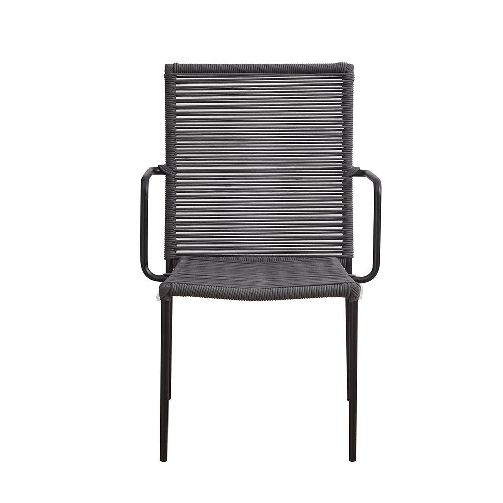 Sedia da giardino Iza Dimehouse Antracite LxPxH 93x69x60 Corda Bianco foto vista frontale
