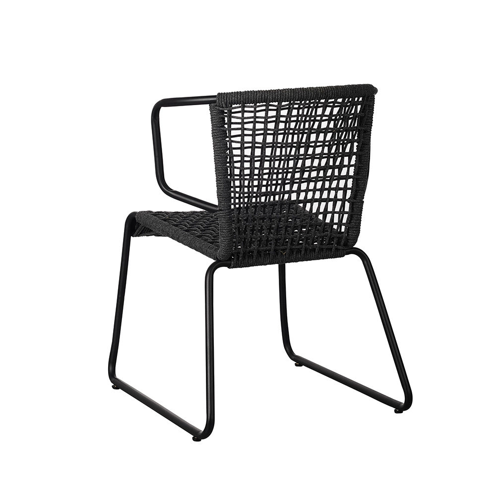 Sedia da giardino Dora Dimehouse Antracite LxPxH 83x69x60 Corda Bianco Foto diagonale vista posteriore