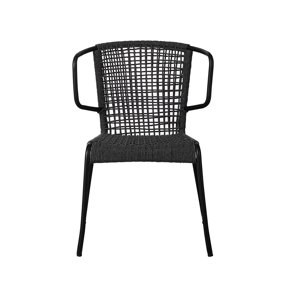 Sedia da giardino Dora Dimehouse Antracite LxPxH 83x69x60 Corda Bianco foto vista frontale
