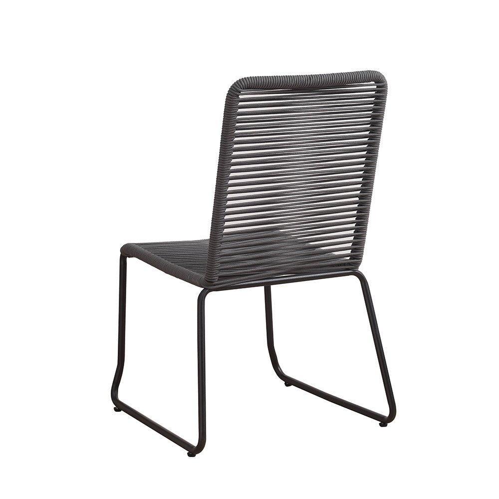 Sedia da giardino Lisa Dimehouse Antracite LxPxH 93x62x57 Corda Bianca foto diagonale vista posteriore