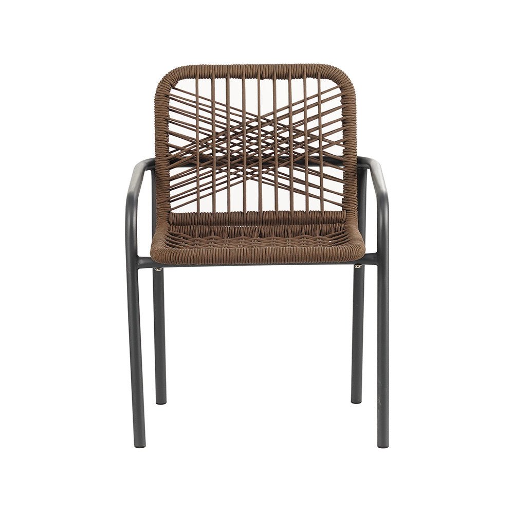 Sedia da giardino Nila Dimehouse Marrone LxPxH 64x55x55 Corda Foto bianca vista frontale