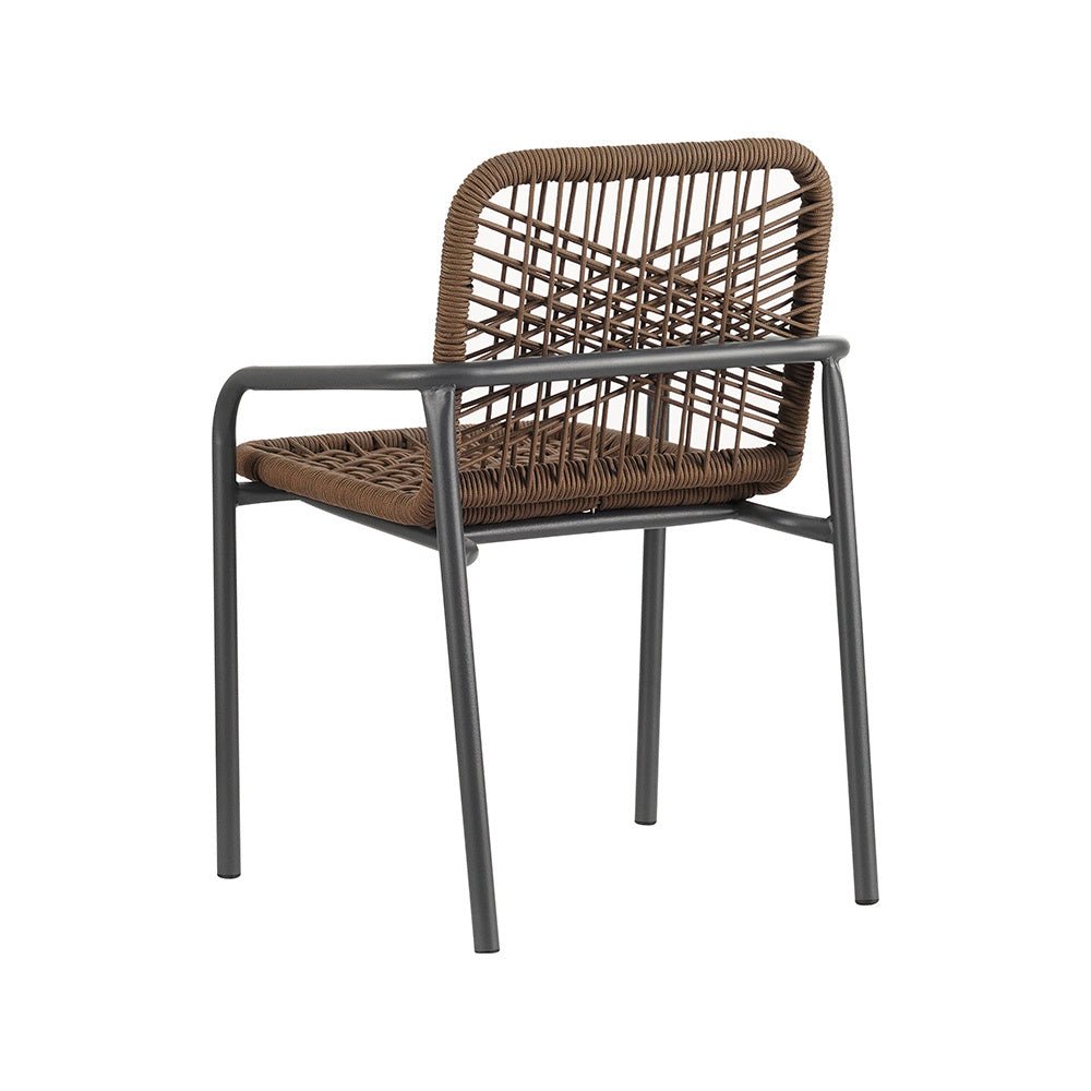 Sedia da giardino Nila Dimehouse Marrone LxPxH 64x55x55 Corda Foto bianca vista diagonale posteriore