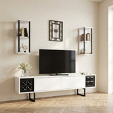 Set di mobili TV Black Line Bianco Nero Melamina 180x48x30 cm foto suggestiva in un interno moderno