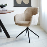 Sedia per sala da pranzo Camiel Dimehouse Beige LxPxA 62x61x54 Tessuto Foto atmosferica vista frontale diagonale