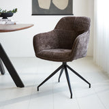 Sedia per sala da pranzo Camiel Dimehouse Marrone LxPxH 62x61x54 Tessuto Foto atmosferica vista diagonale frontale