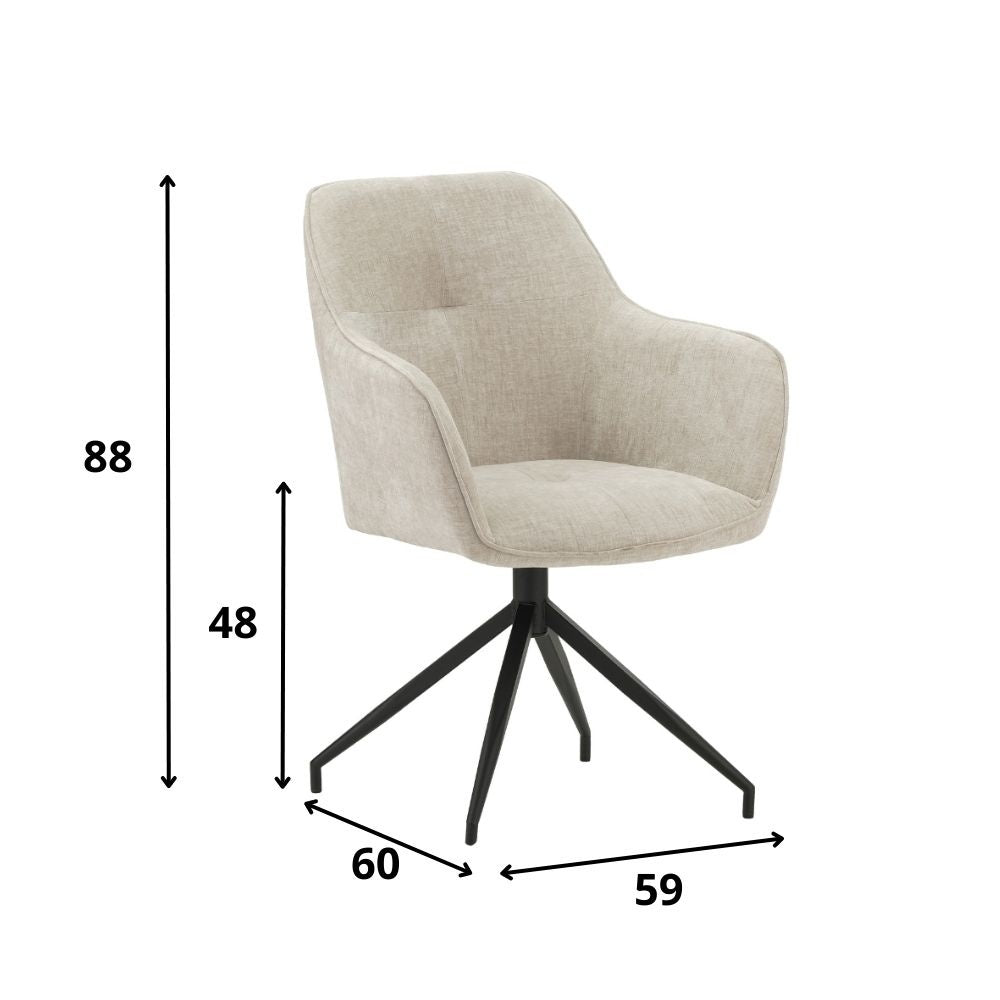 Sedia per sala da pranzo Camiel Dimehouse Tessuto Grigio LxPxH 62x61x54 Indicazione dimensione foto bianca