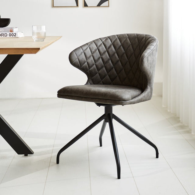 Sedia per sala da pranzo Eloi Dimehouse Antracite LxPxH 58x58x54 Tessuto Atmosferica foto diagonale vista frontale