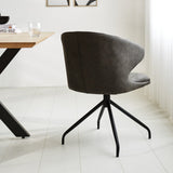 Sedia per sala da pranzo Eloi Dimehouse Antracite LxPxH 58x58x54 Tessuto Foto atmosferica diagonale vista posteriore