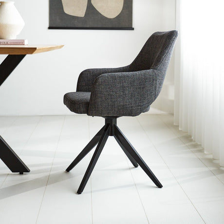 Sedia per sala da pranzo Sid Dimehouse Antracite LxPxH 59x56x53 Tessuto Foto atmosferica vista laterale