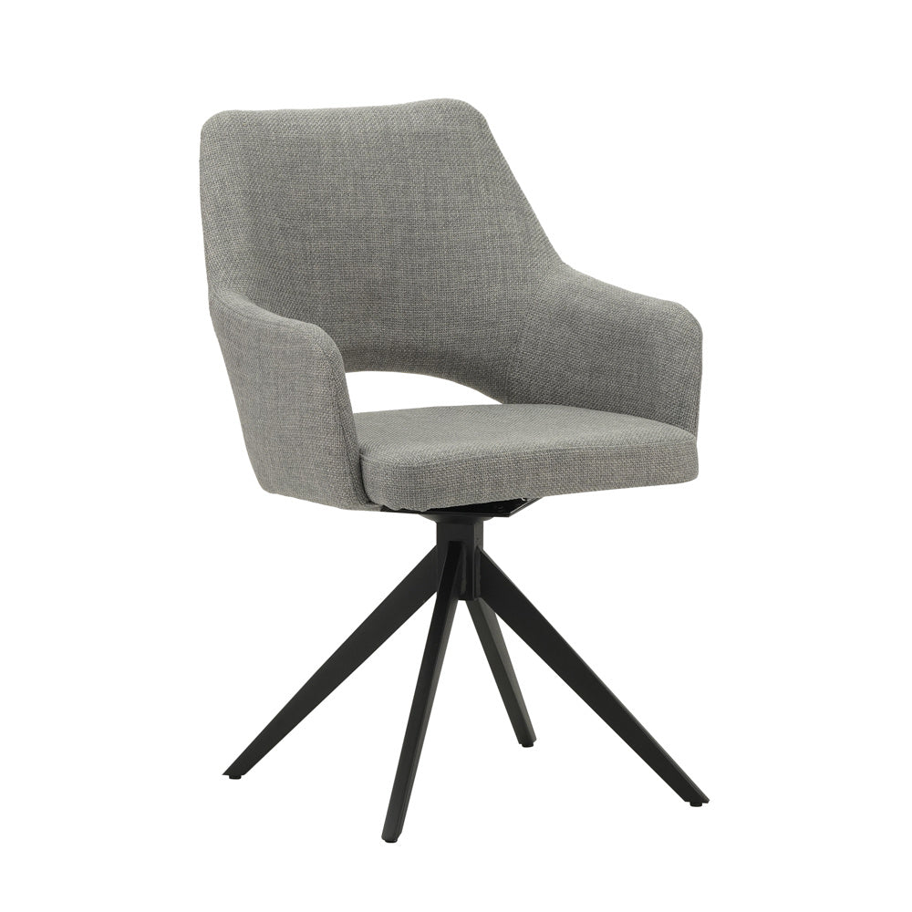 Sedia per sala da pranzo Sid Dimehouse Grigio LxPxH 59x56x53 Tessuto Bianco foto diagonale vista frontale