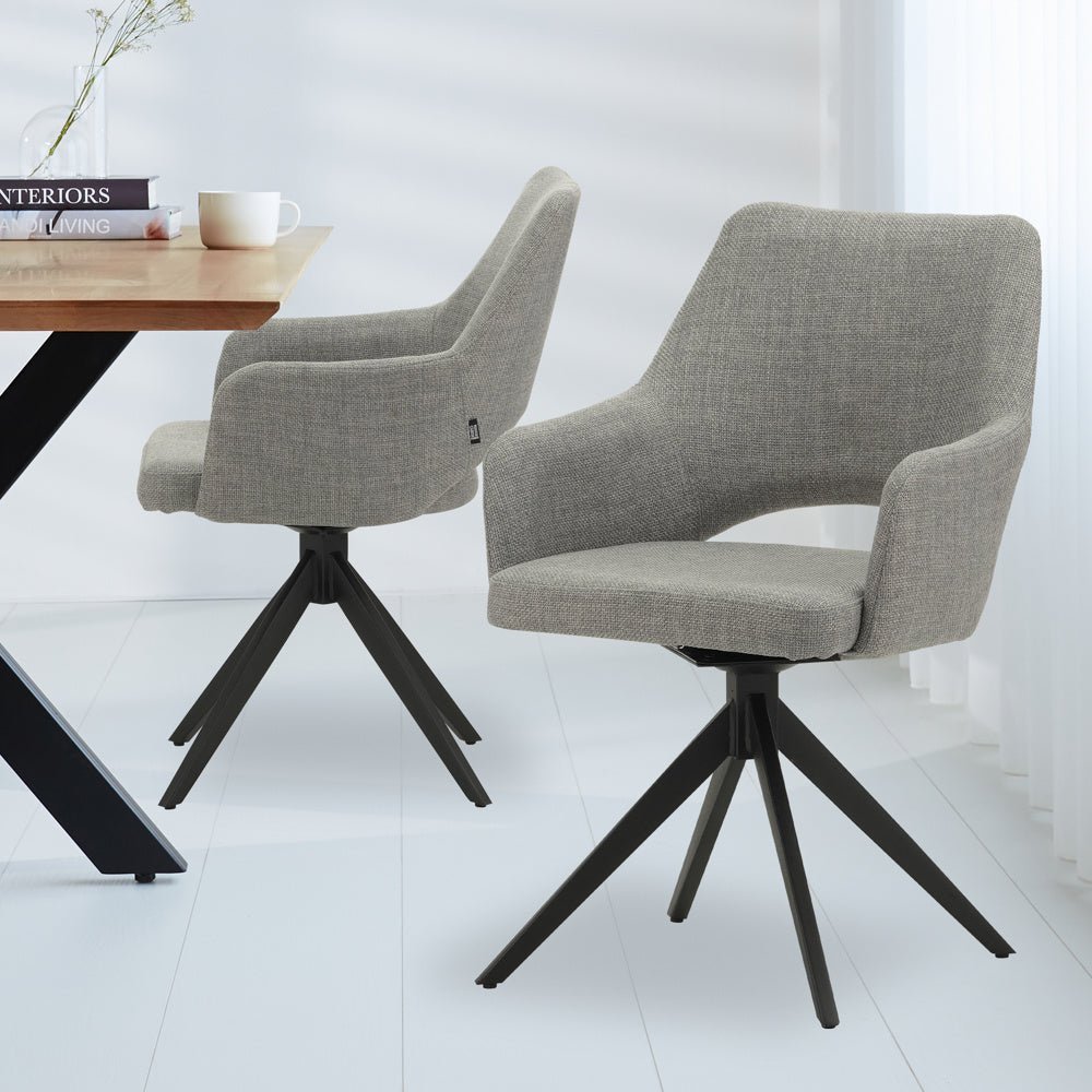 Sedia per sala da pranzo Sid Dimehouse Grigio LxPxH 59x56x53 Tessuto Foto atmosferica vista diagonale frontale