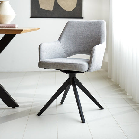 Sedia per sala da pranzo Sid Dimehouse Grigio LxPxH 59x56x53 Tessuto Foto atmosferica vista diagonale frontale