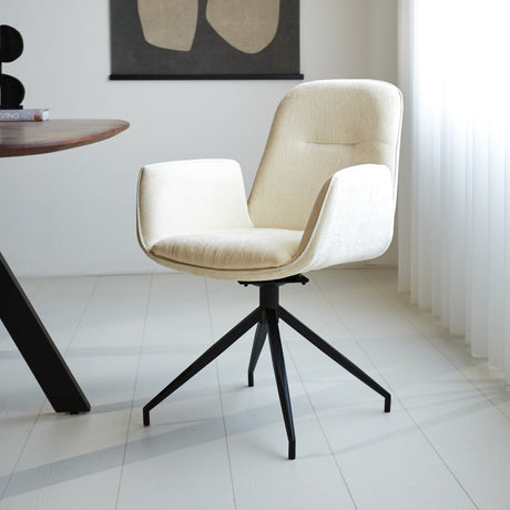 Sedia per sala da pranzo Nela Dimehouse Bianco LxPxH 64x64x52 Tessuto Foto suggestiva vista diagonale frontale