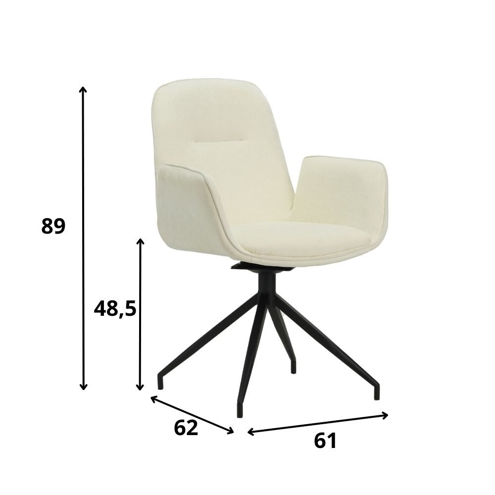 Sedia per sala da pranzo Nela Dimehouse Tessuto bianco LxPxH 64x64x52 Indicazione dimensione foto bianca