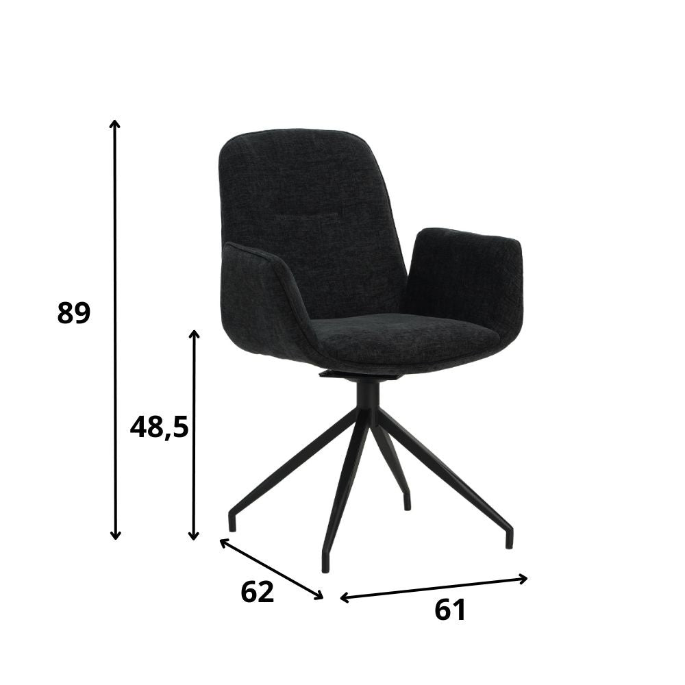 Sedia per sala da pranzo Nela Dimehouse Nero LxPxH 64x64x52 Tessuto Indicazione dimensione foto bianca
