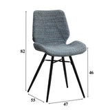 Sedia per sala da pranzo Beau ciniglia Dimehouse Tessuto Blu LxPxH 72x68x50 Indicazione dimensione foto bianca