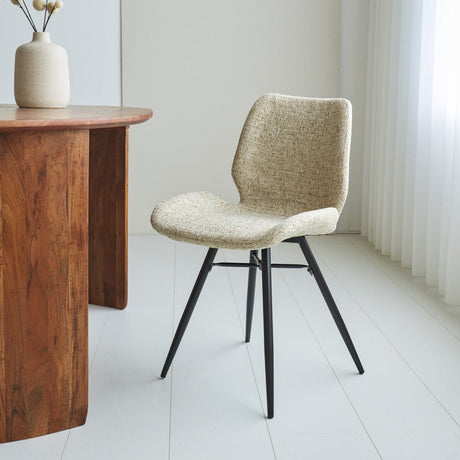 Sedia per sala da pranzo Beau ciniglia Dimehouse Bianco LxPxA 72x68x50 Tessuto Foto suggestiva vista diagonale frontale