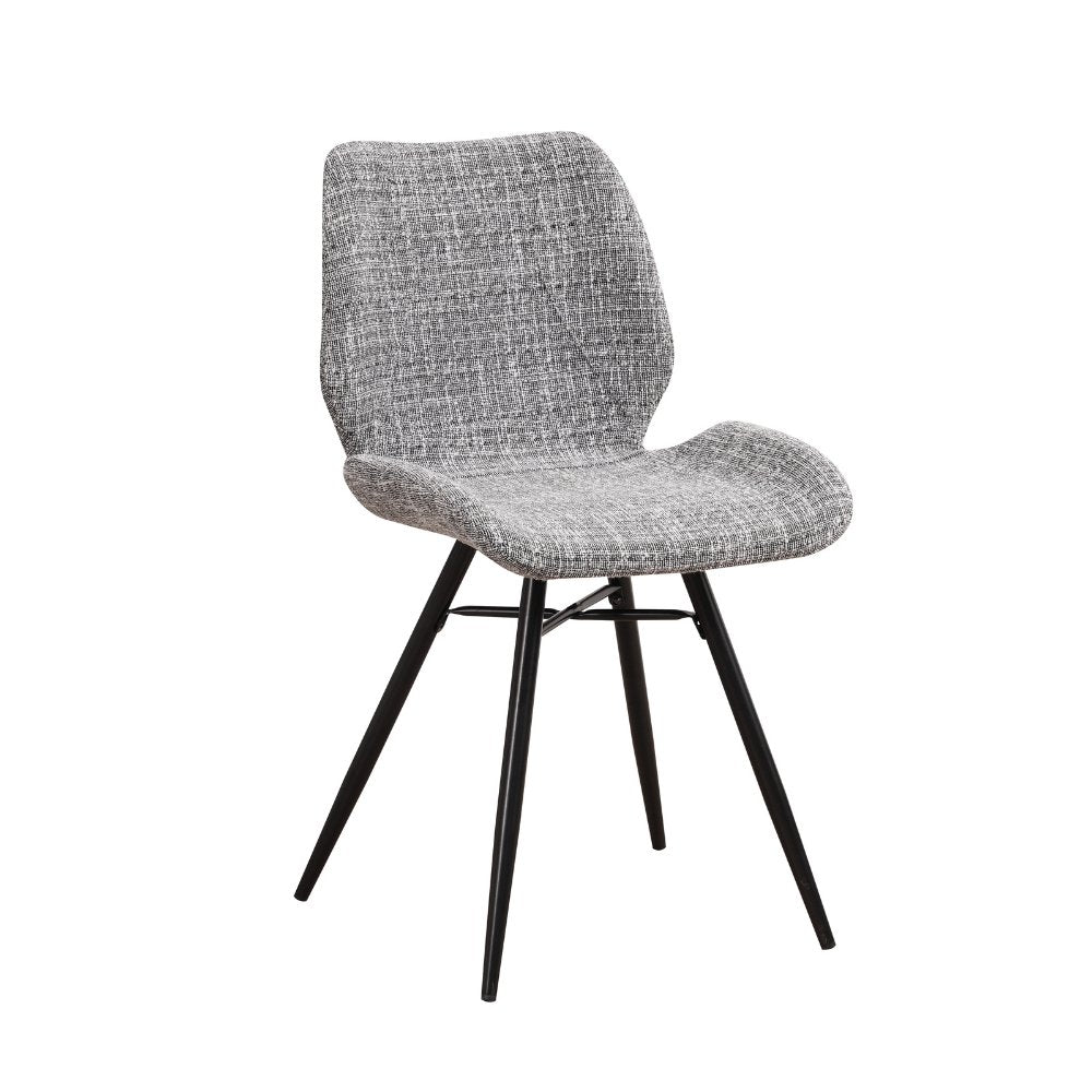 Sedia per sala da pranzo Beau ciniglia Dimehouse Grigio LxPxH 72x68x50 Tessuto Bianco foto diagonale vista frontale