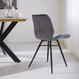Sedia per sala da pranzo Beau velluto Dimehouse Antracite LxPxH 71x67x49 Tessuto Foto atmosferica vista laterale