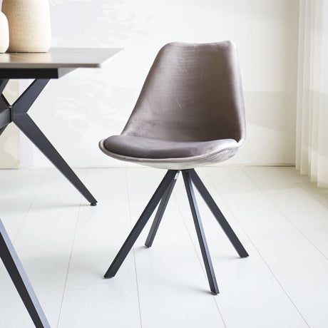 Sedia per sala da pranzo Jace Dimehouse Antracite LxPxH 71x59x52 Tessuto Atmosferica foto diagonale vista frontale