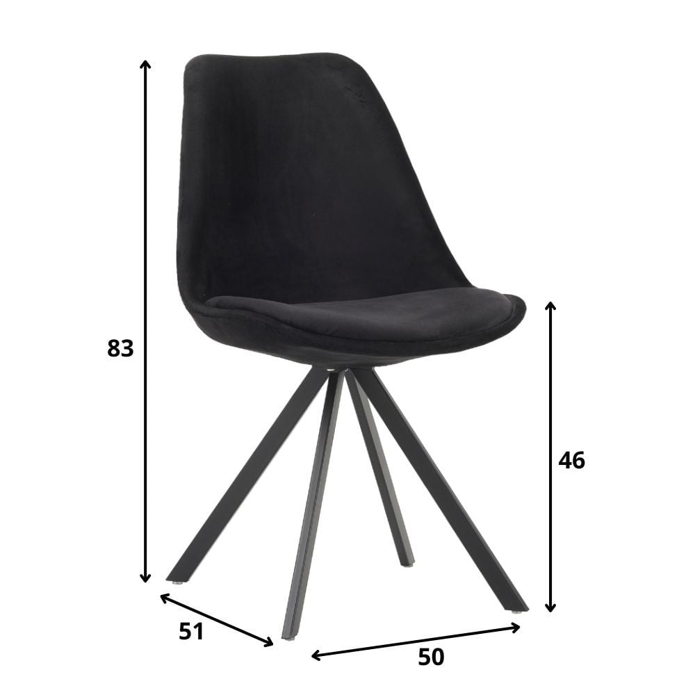 Sedia per sala da pranzo Jace Dimehouse Nero LxPxH 70x58x53 Tessuto Indicazione dimensione foto bianca
