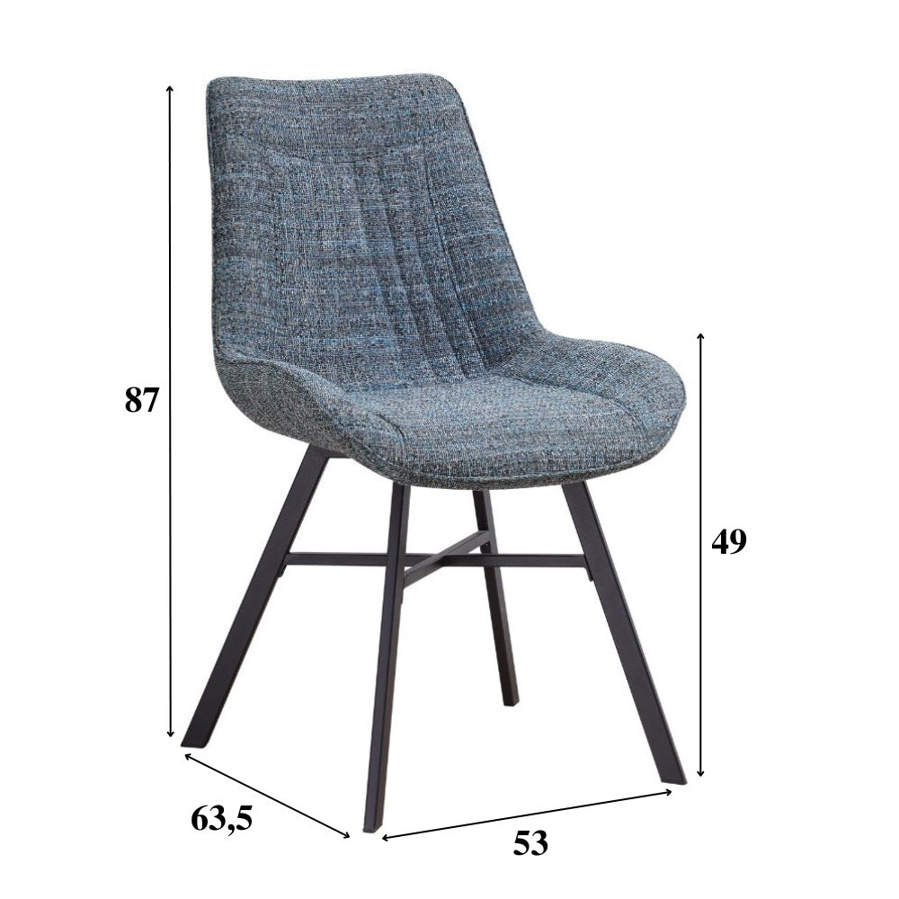 Sedia per sala da pranzo Jada Chenille Dimehouse Blu LxPxH 79x57x53 Tessuto Indicazione dimensione foto bianca
