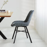Sedia per sala da pranzo Jada Chenille Dimehouse Blu LxPxH 79x57x53 Tessuto Foto atmosferica vista laterale