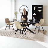 Sedia per sala da pranzo Jada Chenille Dimehouse Blu LxPxH 79x57x53 Tessuto Foto atmosferica in situazione