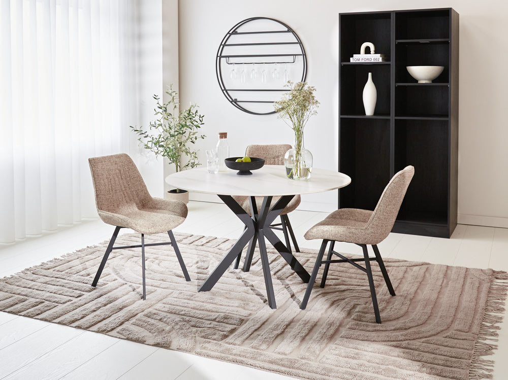 Sedia per sala da pranzo Jada Chenille Dimehouse Bianco LxPxH 79x57x53 Tessuto Foto atmosferica in situazione