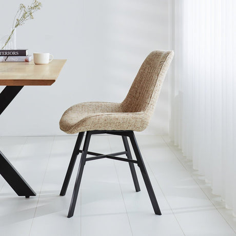 Sedia per sala da pranzo Jada Chenille Dimehouse Bianco LxPxH 79x57x53 Tessuto Foto atmosferica vista laterale